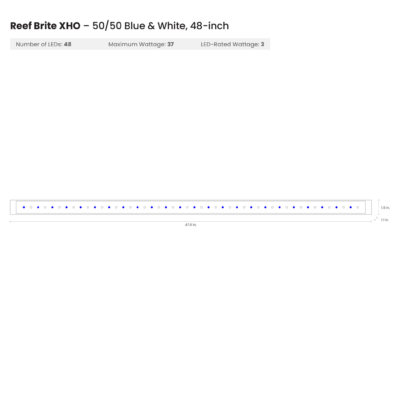 Reef Brite 48" 50-50 Blue & White XHO LED Strip Light - Black - 37W