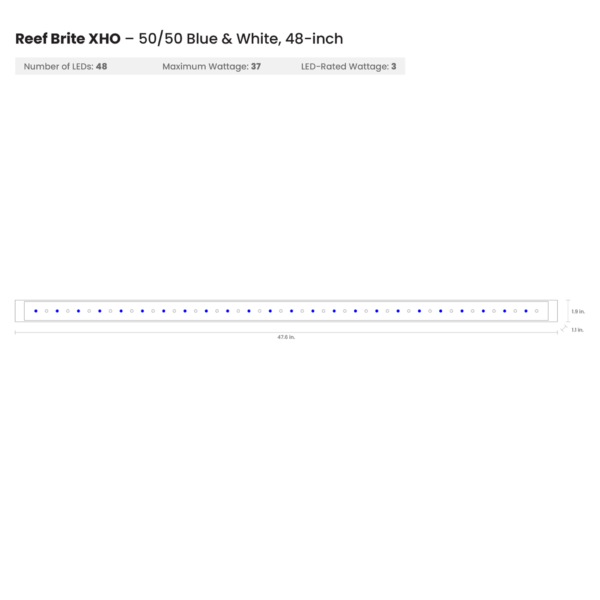 Reef Brite 48" 50-50 Blue & White XHO LED Strip Light - Black - 37W
