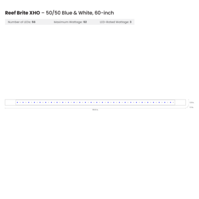 Reef Brite 60" 50-50 Blue & White XHO LED Strip Light - Black - 52W