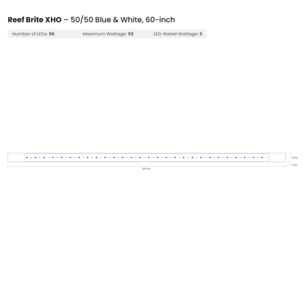 Reef Brite 60" 50-50 Blue & White XHO LED Strip Light - Black - 52W