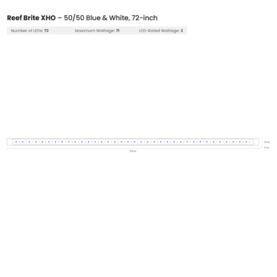 Reef Brite 72" 50-50 Blue & White XHO LED Strip Light - Black - 71W